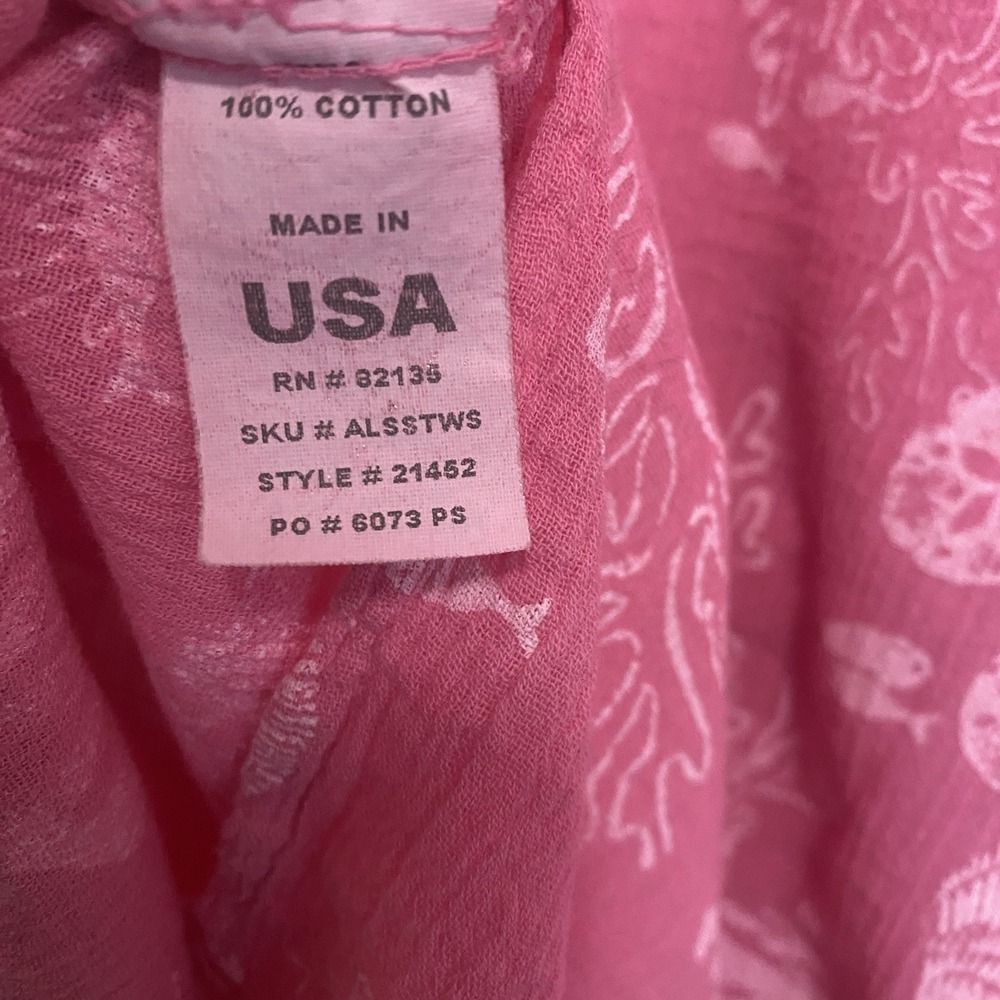 Fresh Produce Top Womens Small Pink Shell Print Cotton Tunic Beach Coastal USA - Picture 7 of 8